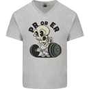 PR or ER Gym Bodybuilding Training Mens V-Neck Cotton T-Shirt Sports Grey