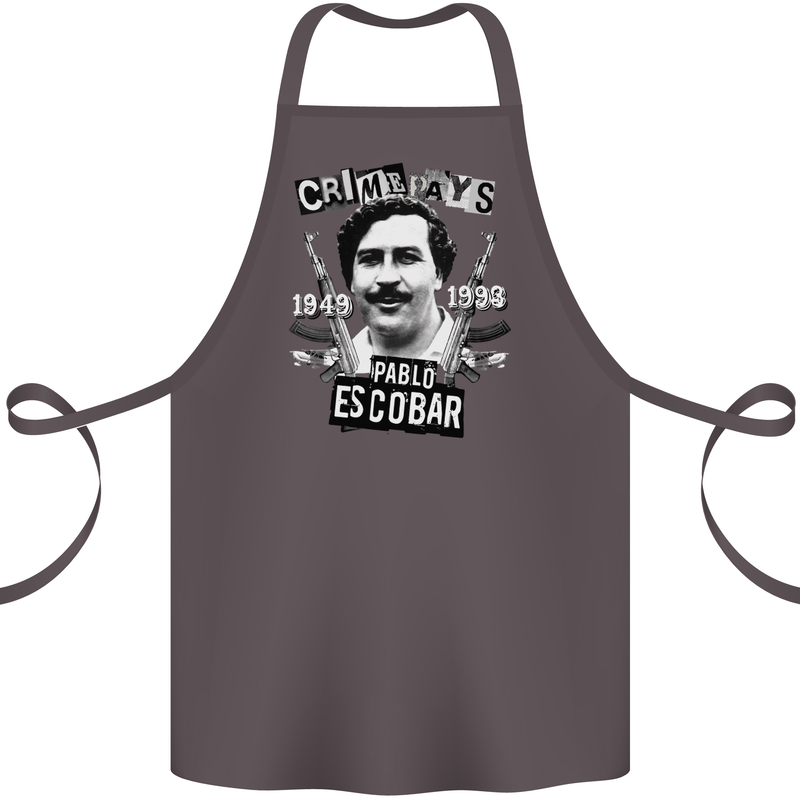 Pablo Escobar Crime Pays Cotton Apron 100% Organic Dark Grey