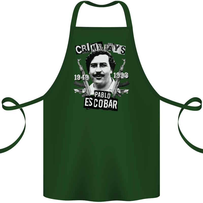 Pablo Escobar Crime Pays Cotton Apron 100% Organic Forest Green