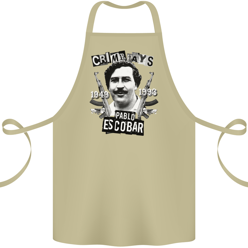 Pablo Escobar Crime Pays Cotton Apron 100% Organic Khaki