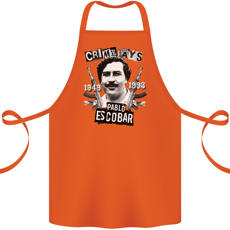 Pablo Escobar Crime Pays Cotton Apron 100% Organic Orange