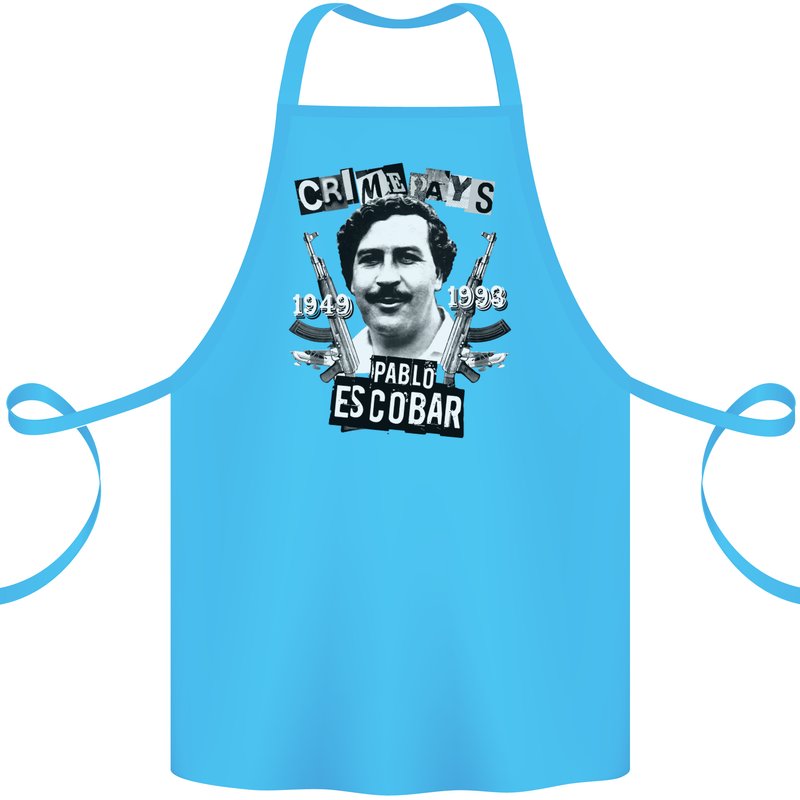 Pablo Escobar Crime Pays Cotton Apron 100% Organic Turquoise