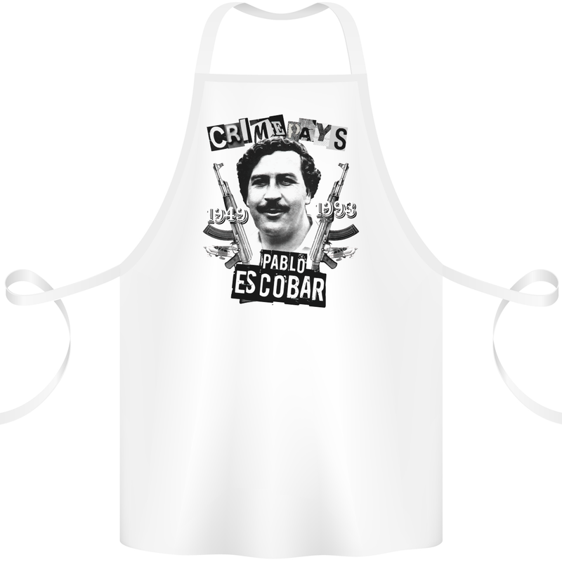 Pablo Escobar Crime Pays Cotton Apron 100% Organic White