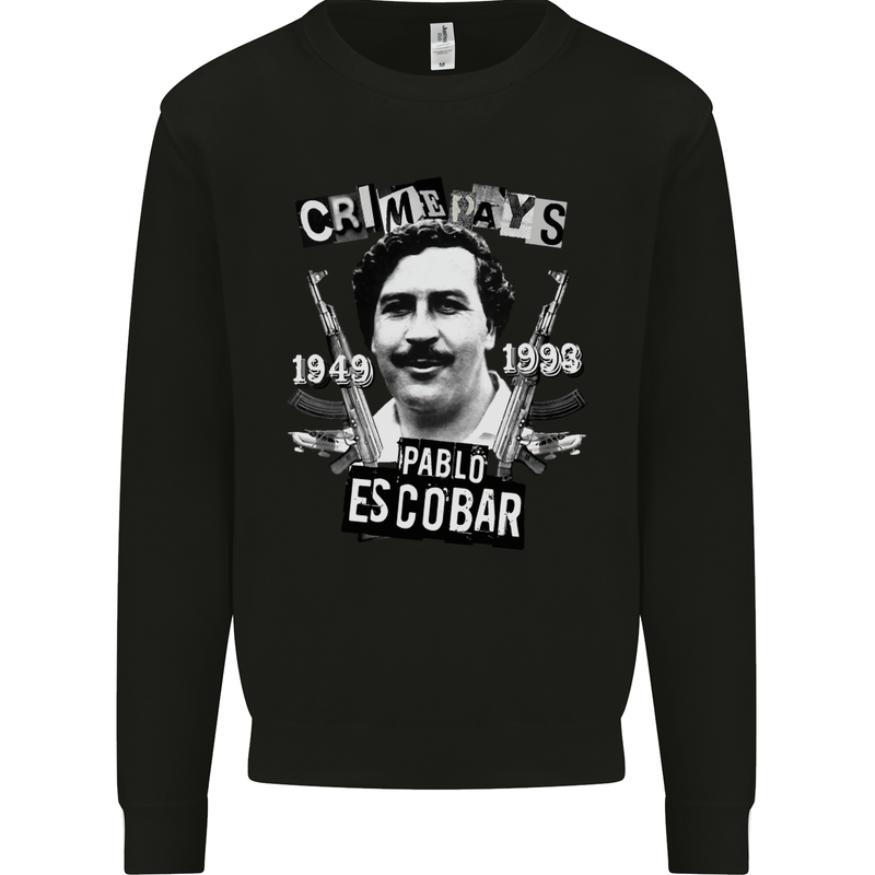 Pablo Escobar Crime Pays Kids Sweatshirt Jumper Black