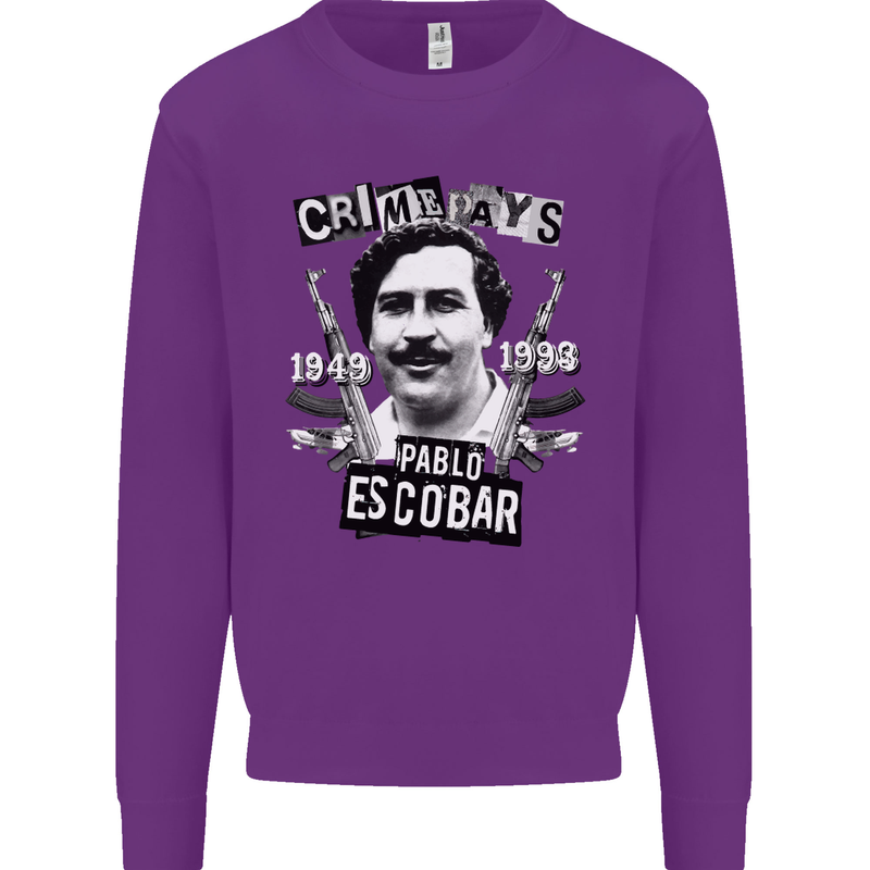 Pablo Escobar Crime Pays Kids Sweatshirt Jumper Purple