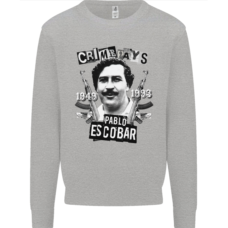 Pablo Escobar Crime Pays Kids Sweatshirt Jumper Sports Grey