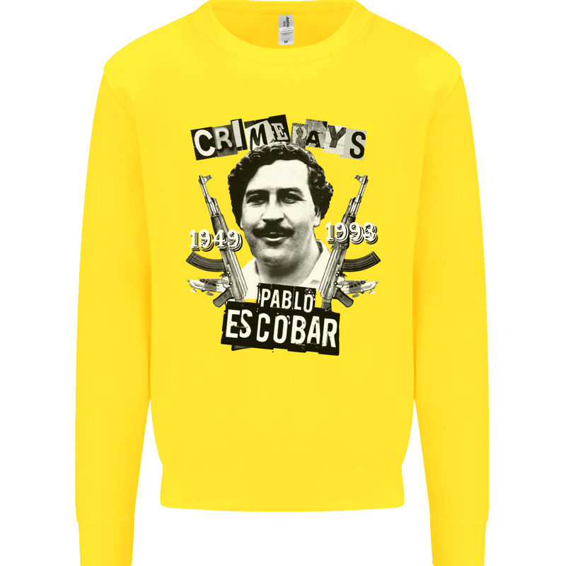 Pablo Escobar Crime Pays Kids Sweatshirt Jumper Yellow