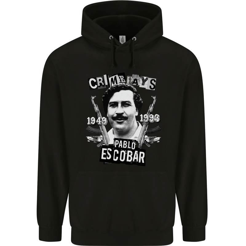 Pablo Escobar Crime Pays Mens 80% Cotton Hoodie Black