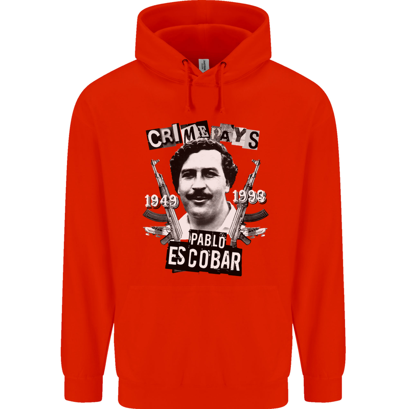 Pablo Escobar Crime Pays Mens 80% Cotton Hoodie Bright Red