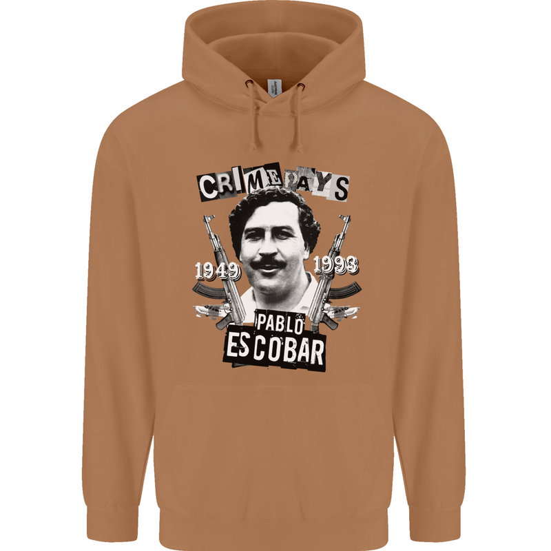Pablo Escobar Crime Pays Mens 80% Cotton Hoodie Caramel Latte