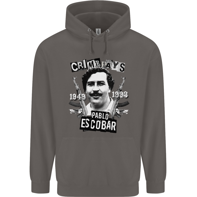 Pablo Escobar Crime Pays Mens 80% Cotton Hoodie Charcoal