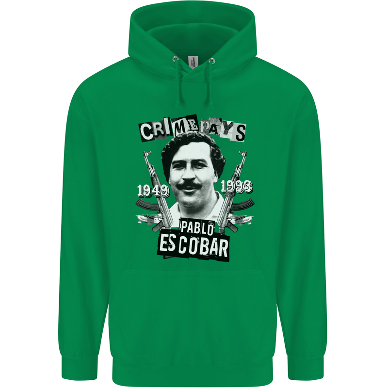 Pablo Escobar Crime Pays Mens 80% Cotton Hoodie Irish Green