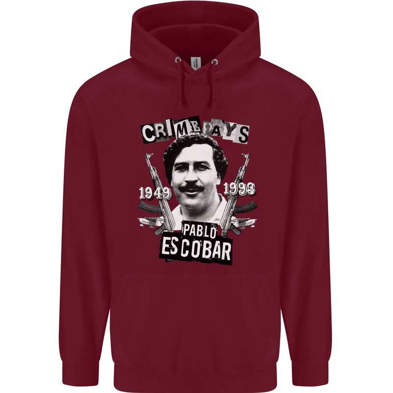 Pablo Escobar Crime Pays Mens 80% Cotton Hoodie Maroon