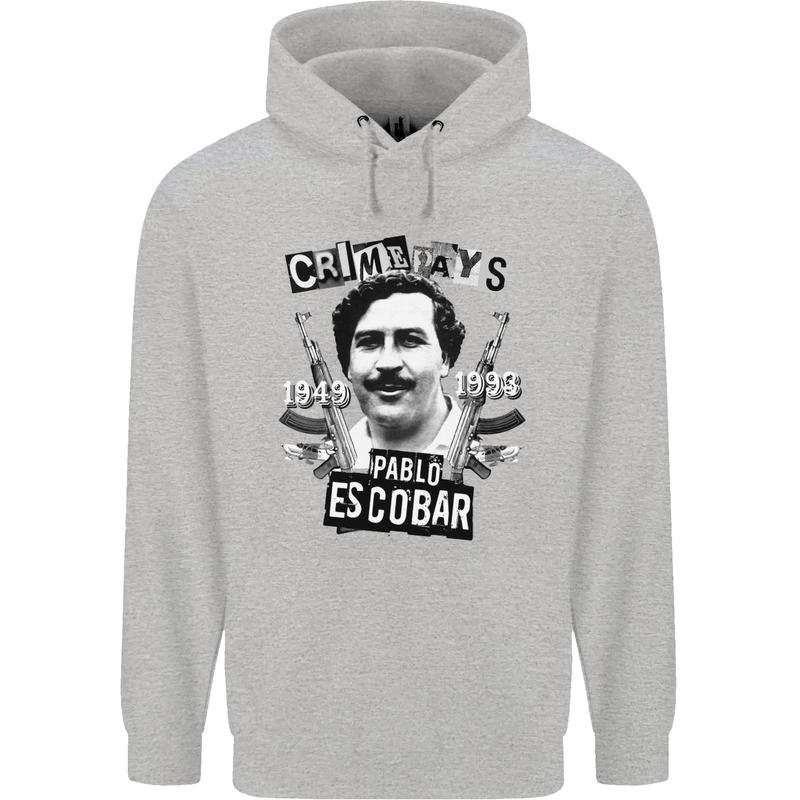 Pablo Escobar Crime Pays Mens 80% Cotton Hoodie Sports Grey