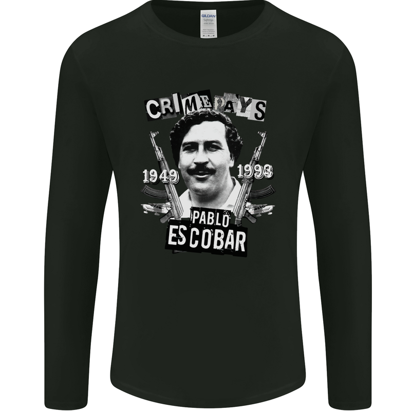 Pablo Escobar Crime Pays Mens Long Sleeve T-Shirt Black