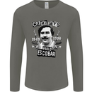 Pablo Escobar Crime Pays Mens Long Sleeve T-Shirt Charcoal