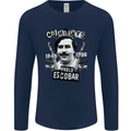 Pablo Escobar Crime Pays Mens Long Sleeve T-Shirt Navy Blue