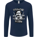 Pablo Escobar Crime Pays Mens Long Sleeve T-Shirt Navy Blue