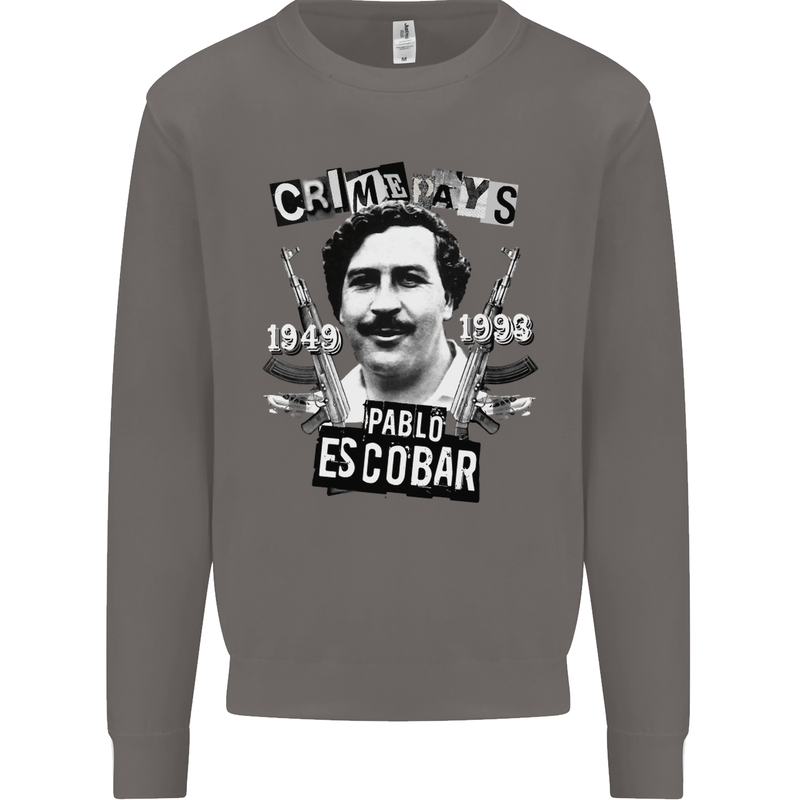 Pablo Escobar Crime Pays Mens Sweatshirt Jumper Charcoal
