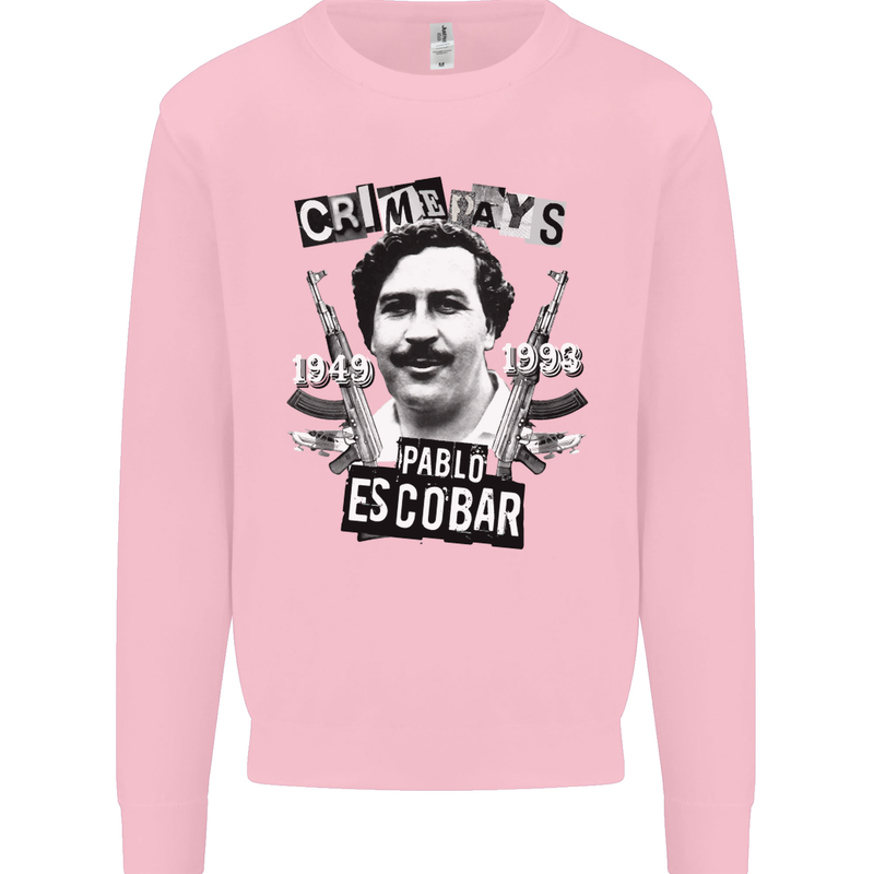 Pablo Escobar Crime Pays Mens Sweatshirt Jumper Light Pink