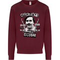 Pablo Escobar Crime Pays Mens Sweatshirt Jumper Maroon