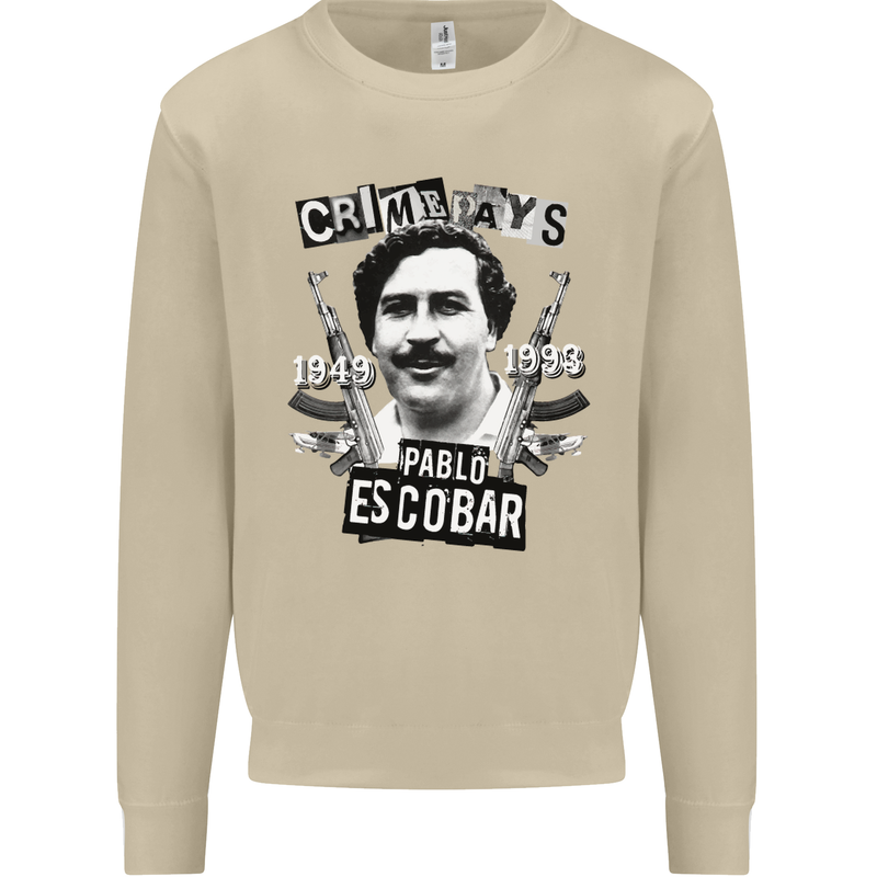 Pablo Escobar Crime Pays Mens Sweatshirt Jumper Sand