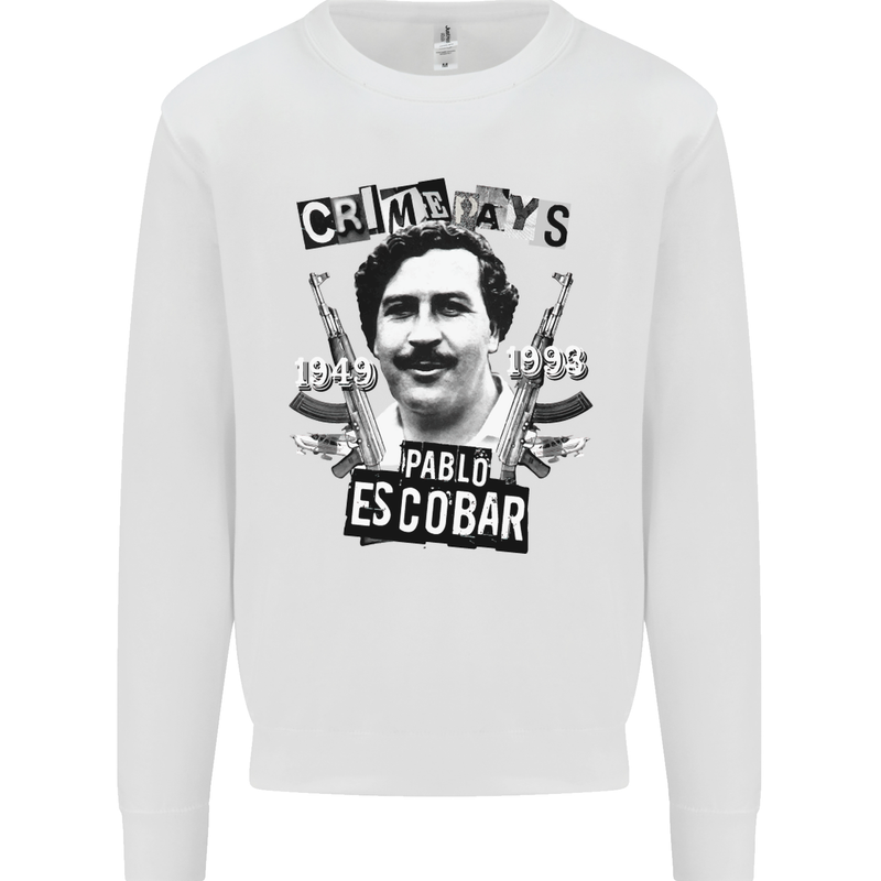 Pablo Escobar Crime Pays Mens Sweatshirt Jumper White