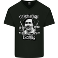 Pablo Escobar Crime Pays Mens V-Neck Cotton T-Shirt Black