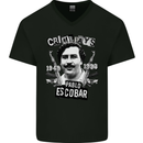 Pablo Escobar Crime Pays Mens V-Neck Cotton T-Shirt Black