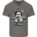 Pablo Escobar Crime Pays Mens V-Neck Cotton T-Shirt Charcoal