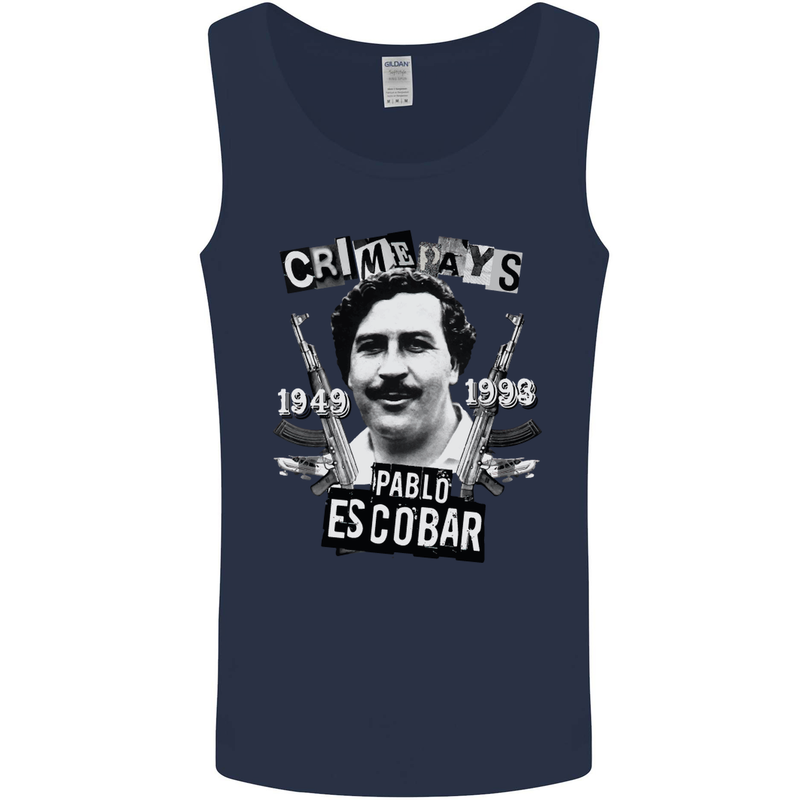 Pablo Escobar Crime Pays Mens Vest Tank Top Navy Blue