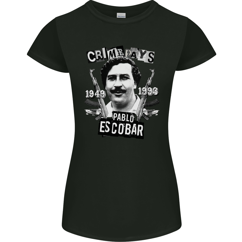 Pablo Escobar Crime Pays Womens Petite Cut T-Shirt Black