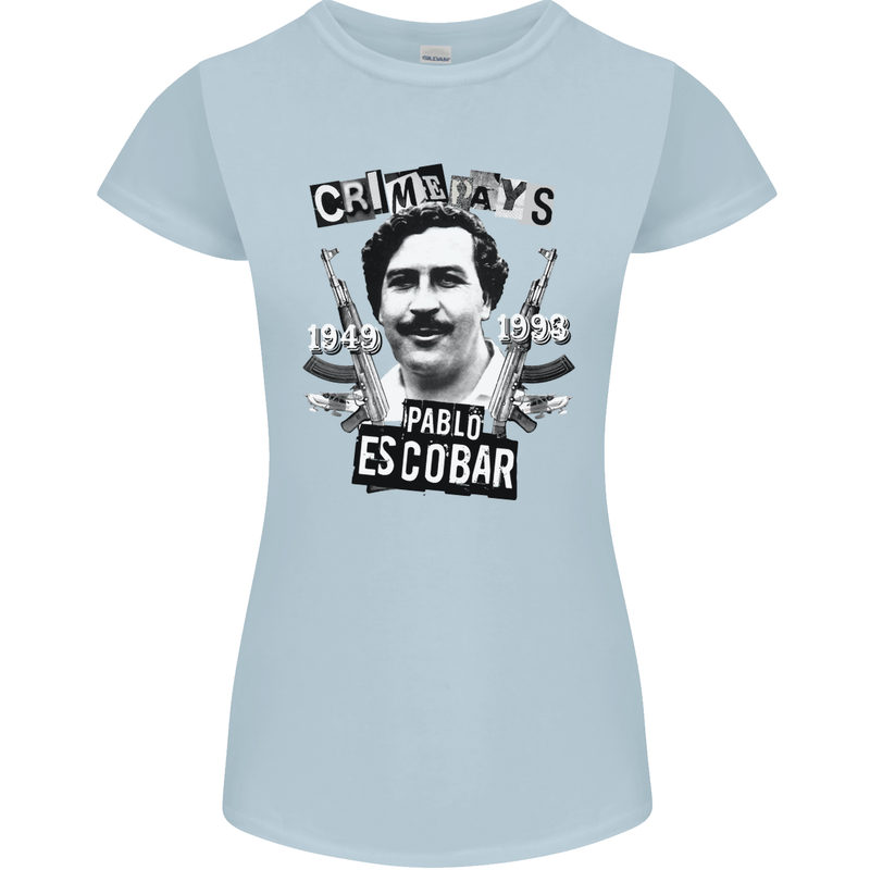 Pablo Escobar Crime Pays Womens Petite Cut T-Shirt Light Blue
