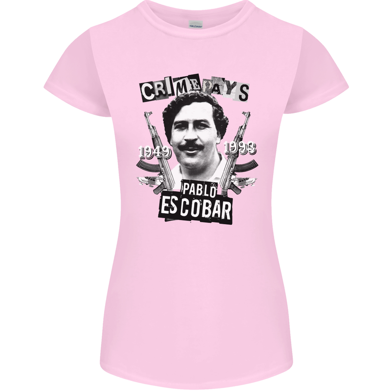 Pablo Escobar Crime Pays Womens Petite Cut T-Shirt Light Pink