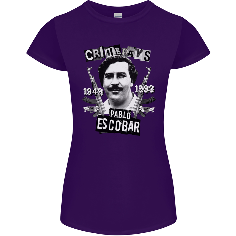 Pablo Escobar Crime Pays Womens Petite Cut T-Shirt Purple