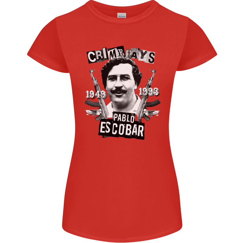 Pablo Escobar Crime Pays Womens Petite Cut T-Shirt Red