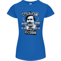 Pablo Escobar Crime Pays Womens Petite Cut T-Shirt Royal Blue