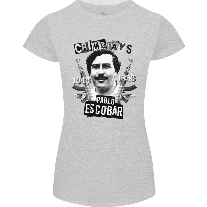 Pablo Escobar Crime Pays Womens Petite Cut T-Shirt Sports Grey