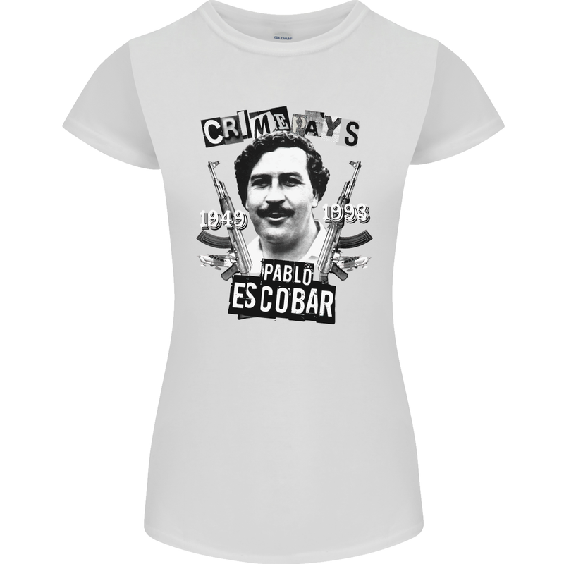 Pablo Escobar Crime Pays Womens Petite Cut T-Shirt White