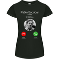 Pablo Escobar El Patron Is Calling Womens Petite Cut T-Shirt Black