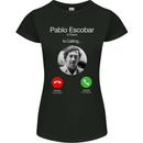 Pablo Escobar El Patron Is Calling Womens Petite Cut T-Shirt Black