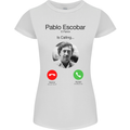 Pablo Escobar El Patron Is Calling Womens Petite Cut T-Shirt White
