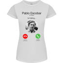 Pablo Escobar El Patron Is Calling Womens Petite Cut T-Shirt White