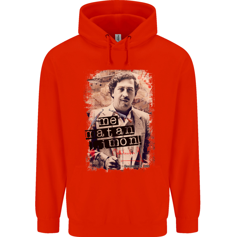 Pablo Escobar Me Matan Limon Mens 80% Cotton Hoodie Bright Red