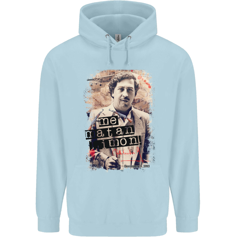Pablo Escobar Me Matan Limon Mens 80% Cotton Hoodie Light Blue