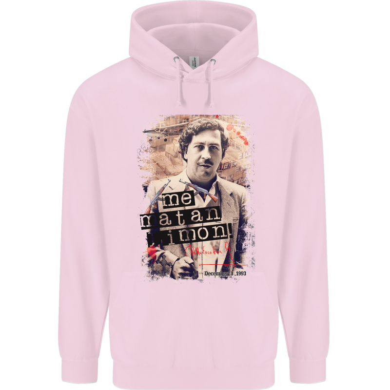 Pablo Escobar Me Matan Limon Mens 80% Cotton Hoodie Light Pink
