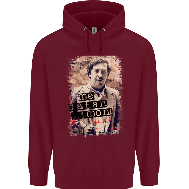 Pablo Escobar Me Matan Limon Mens 80% Cotton Hoodie Maroon