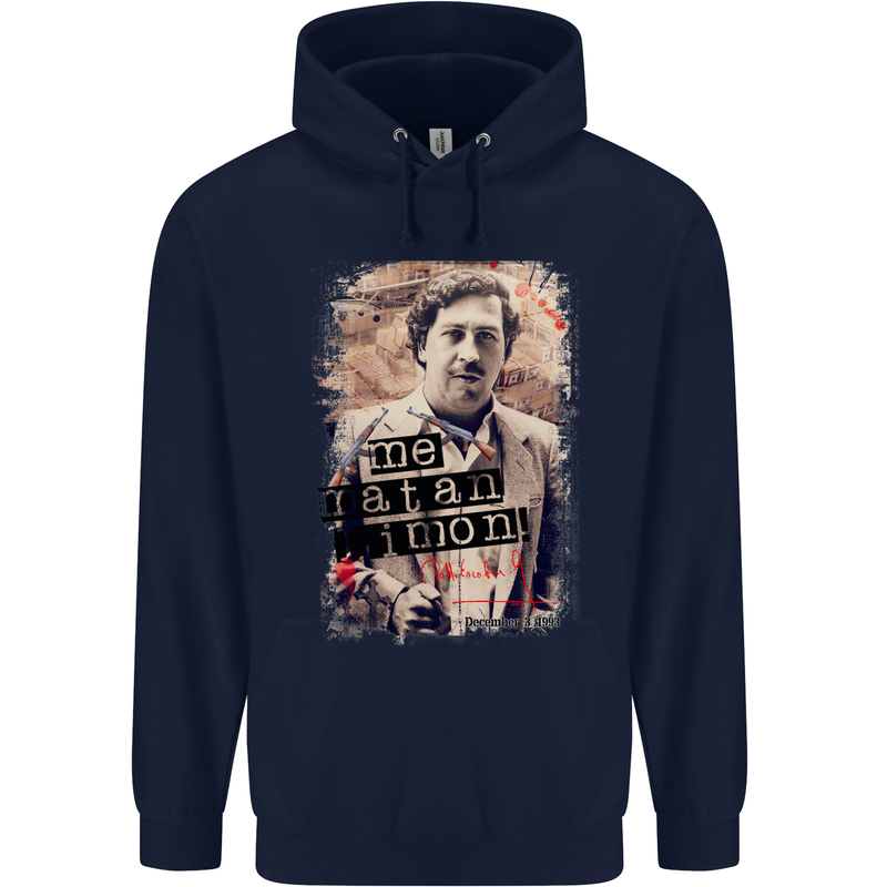 Pablo Escobar Me Matan Limon Mens 80% Cotton Hoodie Navy Blue