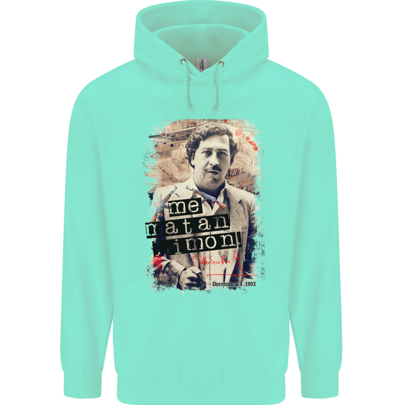 Pablo Escobar Me Matan Limon Mens 80% Cotton Hoodie Peppermint