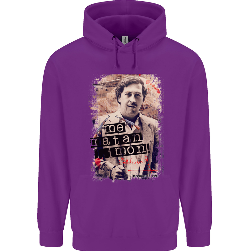 Pablo Escobar Me Matan Limon Mens 80% Cotton Hoodie Purple